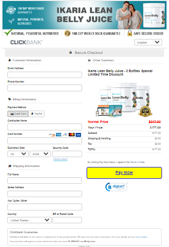 Ikaria Juice order page